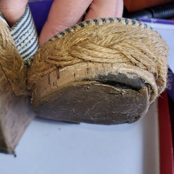 Merona Striped Blue Wedge Sandals Size 8 - Picture 5 of 5